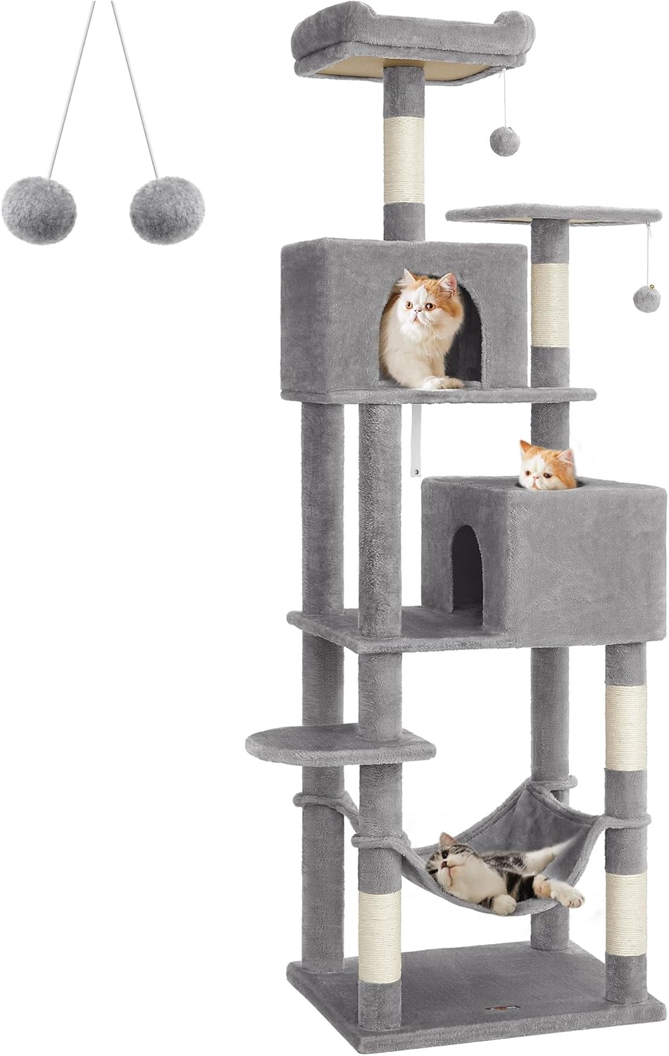 Feandrea Cat Tree 61-Inch Multi-Level Condo, Scratching Posts
