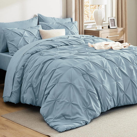 Bedsure 7-Piece Pinch Pleat Comforter Set - All Season Bedding