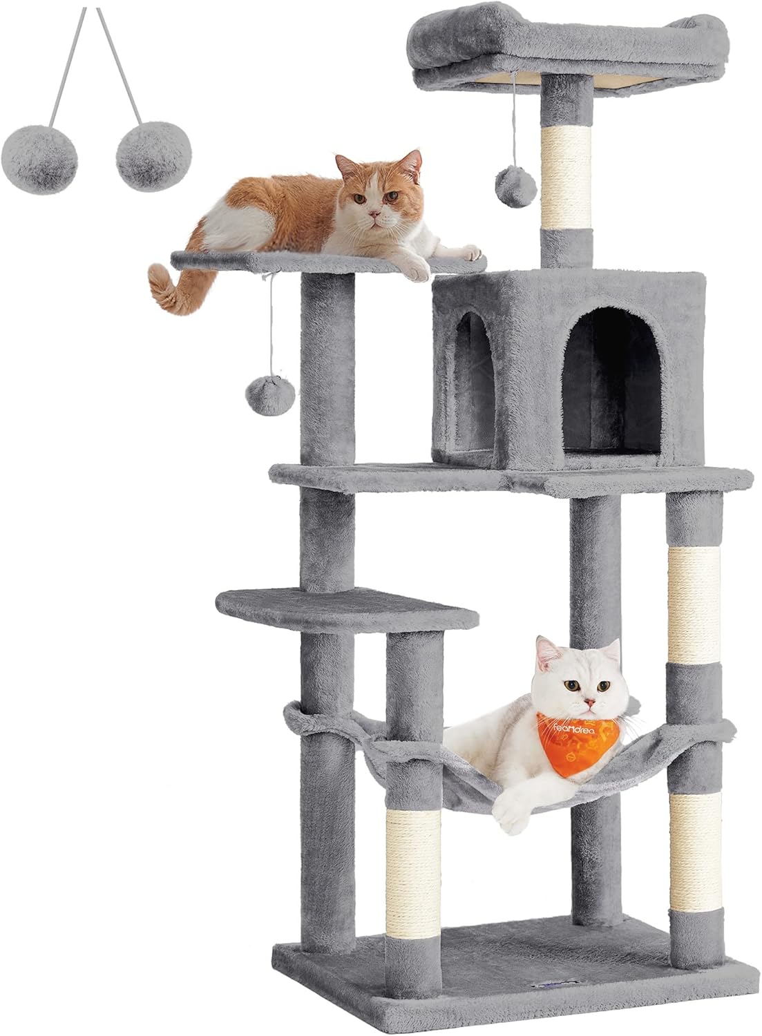 Feandrea Cat Tree 61-Inch Multi-Level Condo, Scratching Posts