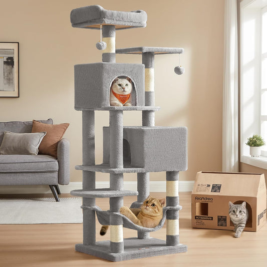 Feandrea Cat Tree 61-Inch Multi-Level Condo, Scratching Posts